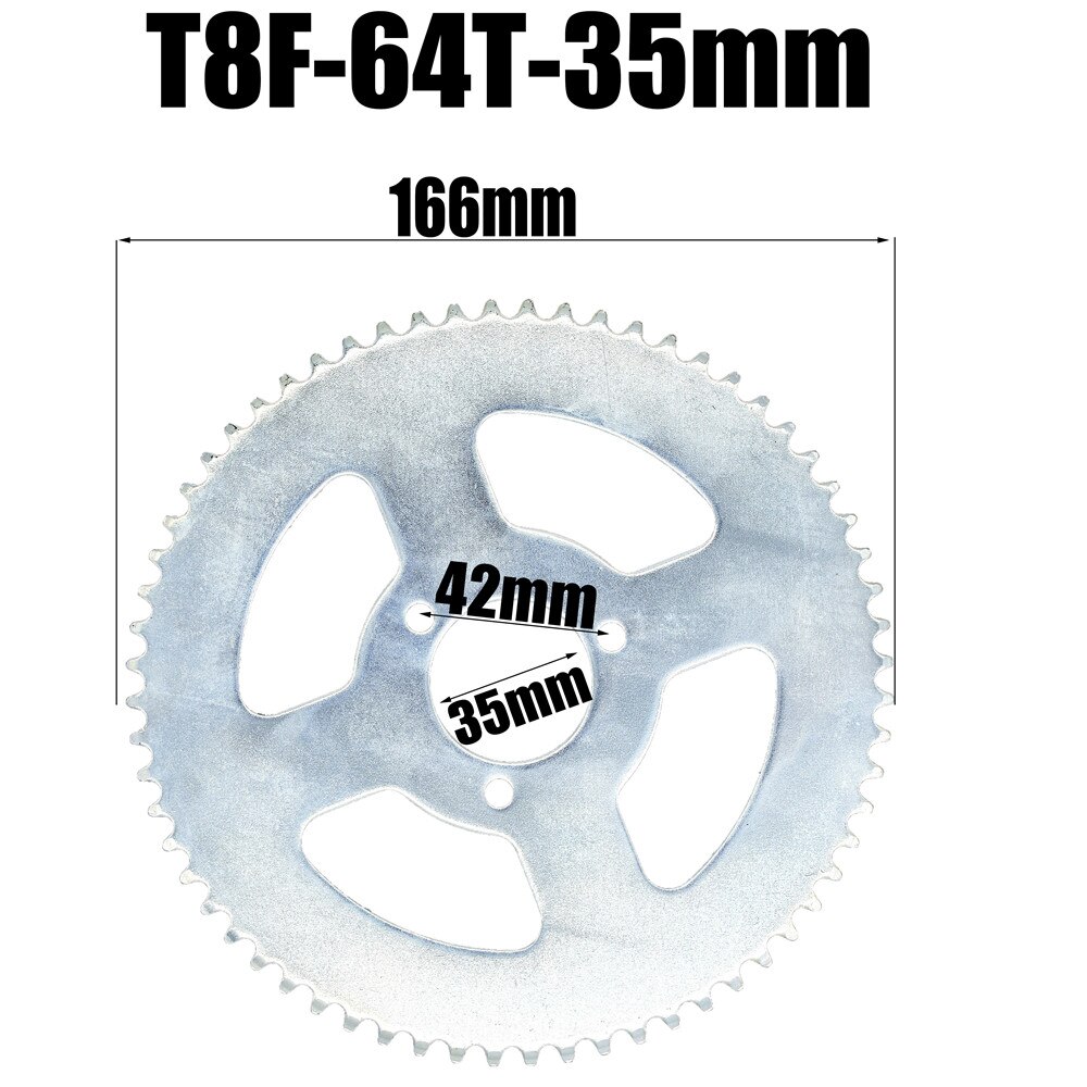 38 44 54 64 74 tand 38t 44t 54t 64t 74t t8f 35mm baghjul mini moto atv quad dirt pit pocket bike cross 47cc 49cc dele: T8f-64t-35mm
