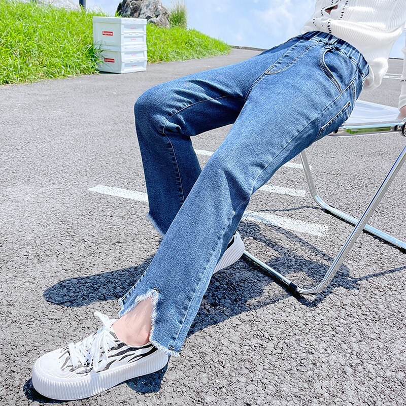 Pantalones vaqueros Acampanados para niñas Y niños, ropa informal de primavera Y otoño, coreana para adolescentes, 10, 12, 13, 14 Y