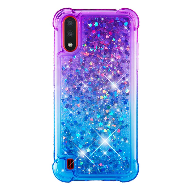 Copertura del silicone Per Samsung Galaxy A01 A21S A70 Liquido Dinamico Caso di Sabbie Mobili Per Samsung A 01 A015F A015 Del Telefono di Protezione caso: Samsung A21S / Purple -blue