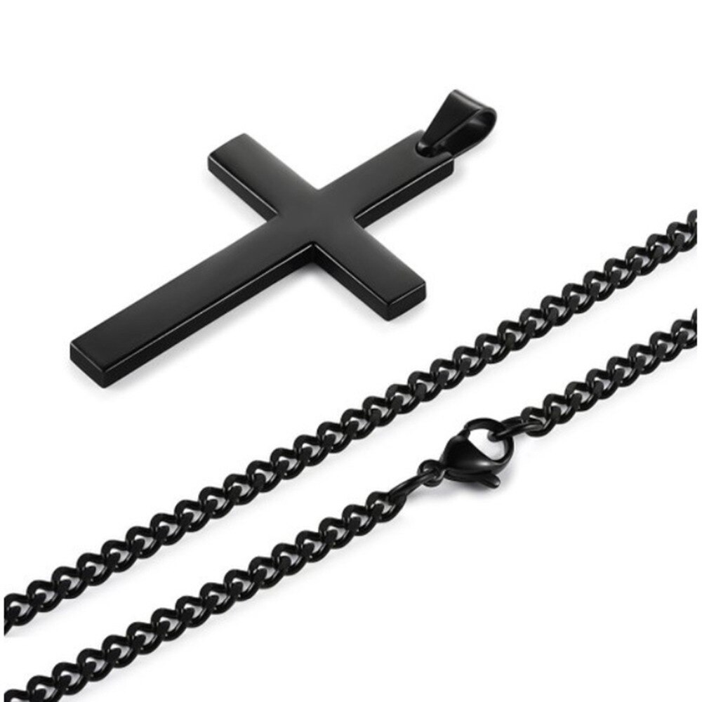 Collier ras du cou en acier inoxydable pour homme et femme, bijou de prière de jésus, croix Crucifix, or/noir