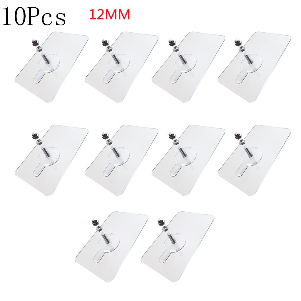 10pcs/lot Pvc Wall-mounted Nails Practical Transparent Strong Adhesive Screw Wall Nail Wall Poster Non-trace Stick Wall Hook#YL5: D