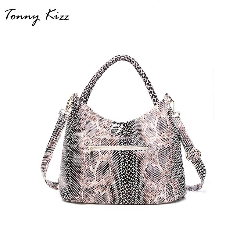 Tonny kizz bolsos grandes para mujeres bolso de hombro femenino bolsos de mano de cuero serpentina de alta calidad