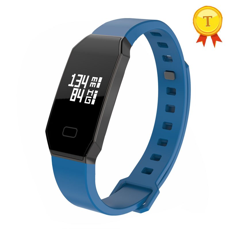 Homem mulher Pulseira de Banda de Freqüência Cardíaca Monitor de Pressão Arterial Inteligente Pulseira Inteligente Lembrete Chamada Atividade Rastreador de Fitness Saúde: Azul