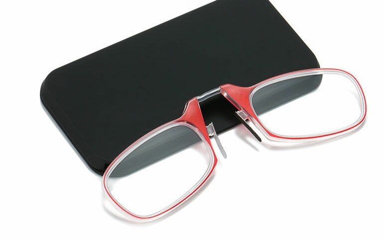 Tragbare Nase Clip Lesebrille Beinlosen Lesebrille Unisex Presbyopie Brille Mini Gläser Sticky Handy Fall: 150 / red