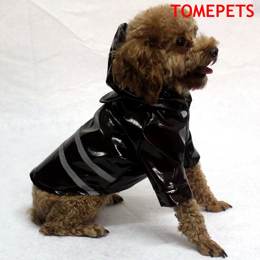 TOMEPETS-chubasquero con rayas para perros pequeños, chubasquero para mascotas, color sólido, en cinco colores, Rosa/rojo/café/amarillo/azul