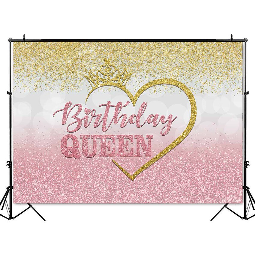 Arrière-plan de la reine de joyeux anniversaire, arrière-plan de Photo à pois or et Rose, accessoires de studio photo pour filles et femmes