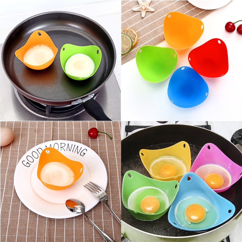 Ramequins en Gel de silice, thermostabilité, ustensile de cuisine, pocher les œufs, ABS, cuiseur à vapeur, plateau à œufs, 4 couleurs, outil de chauffage recyclable