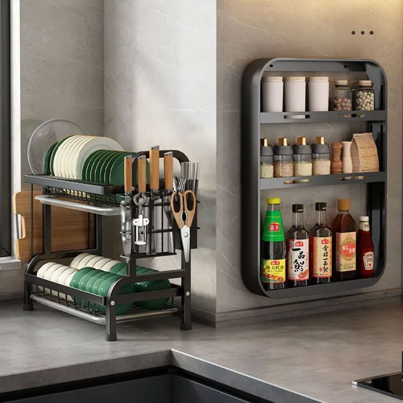 Haushalt Multifunktionale Küche Geschirr Rack Trocknen Lagerung Organizer Schalen Stäbchen Utensilien Schrank Arbeitsplatte Platzsparend