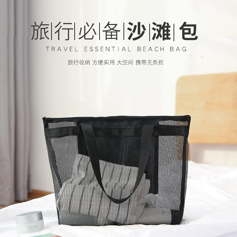 Beach Bag Single Shoulder Mesh Bath Bag Dry Wet Separation Swimming Bag Bath Bag Travel Portable Storage Bag