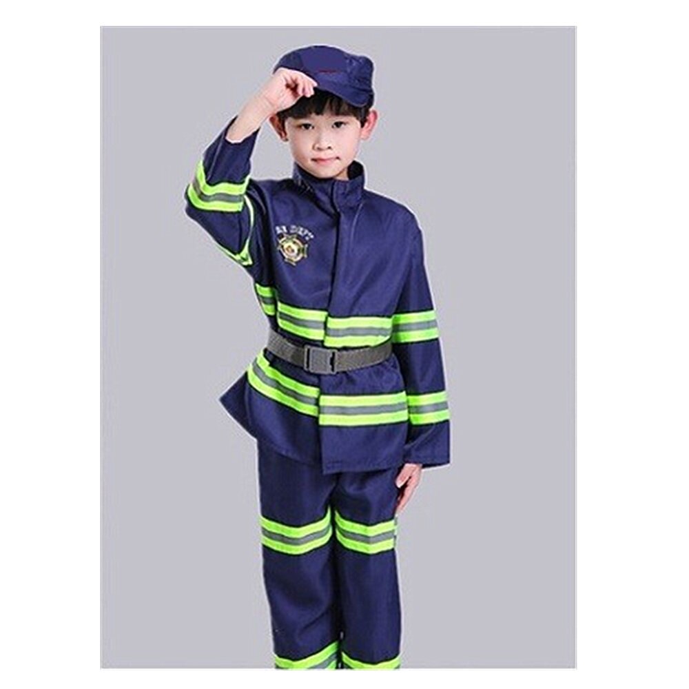 Brandweer Kinderkleding Beroepsmatige Ervaring Fire Prestaties Kleding Kleine Brandweer 'S Prestaties Kleding Blauw