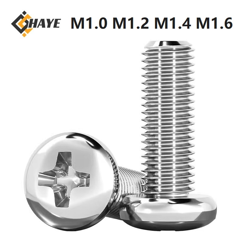 Vis à tête ronde encastrée en croix, en acier inoxydable 1.2 de 1mm 1.4mm 1.6mm 304mm M1 M1.2 M1.4 M1.6 x 3 4 5 6 14mm