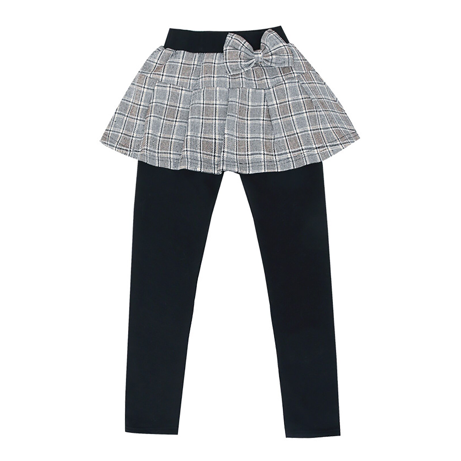 Kids Meisjes Fluwelen Warme Leggings Winter Dikke Leggings Met Strik Versierd Plaid Rok Kinderen Rok-Broek Meisjes Broek