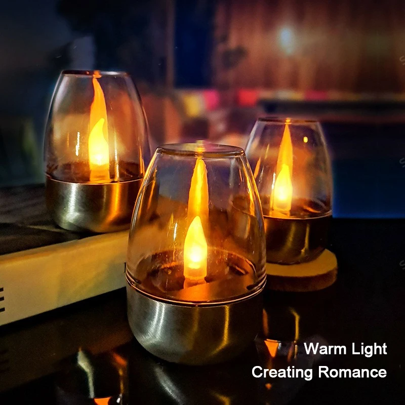 Velas solares LED, luz sin llama recargable para exteriores, velas solares impermeables, lámpara para decoración de jardín, de boda, luz nocturna
