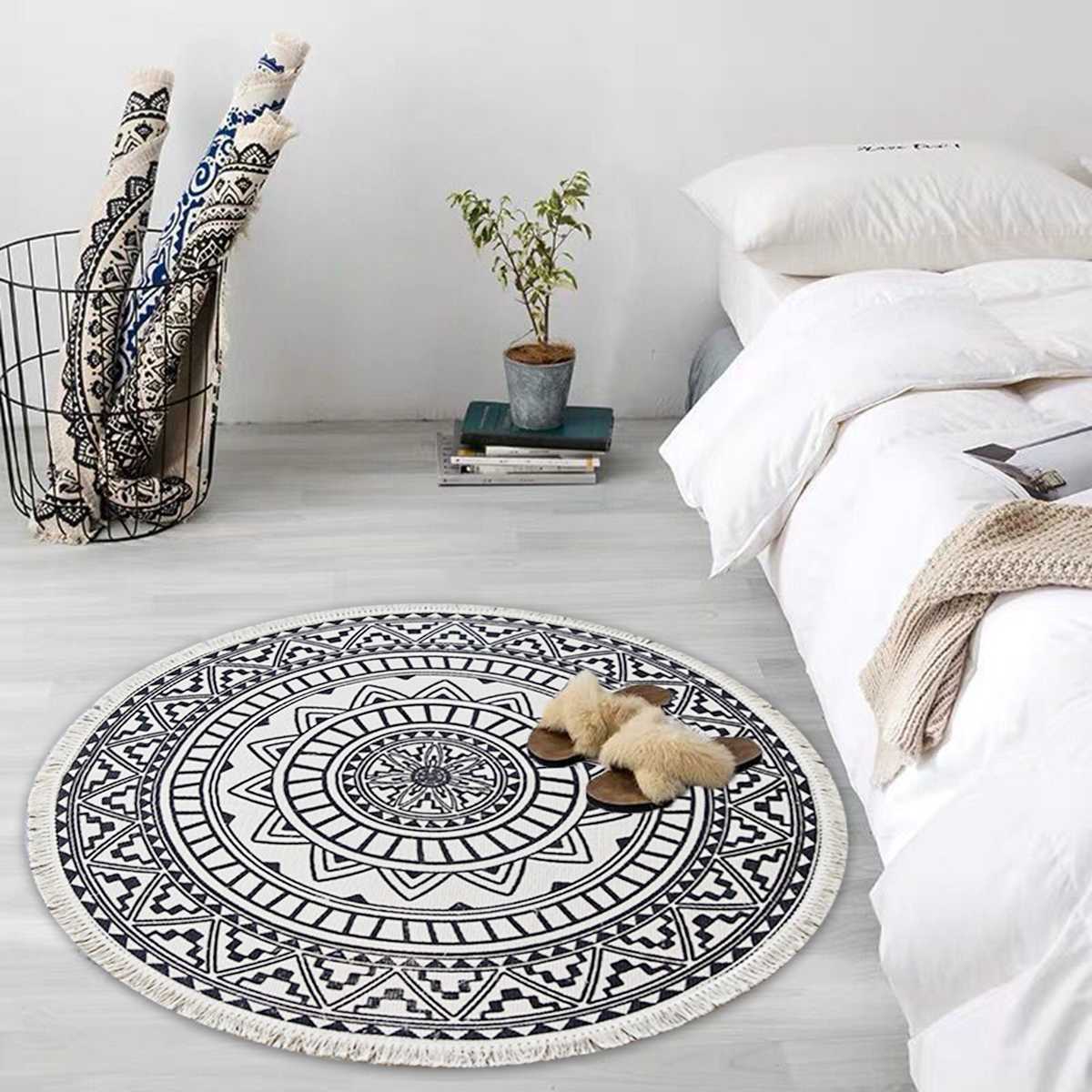 Ronde Tapijt Bohemian Patroon Tapijt Slaapkamer Bed Badkamer Computer Stoel Anti-Slip Mat Vloermat Romantische Woondecoratie Mat
