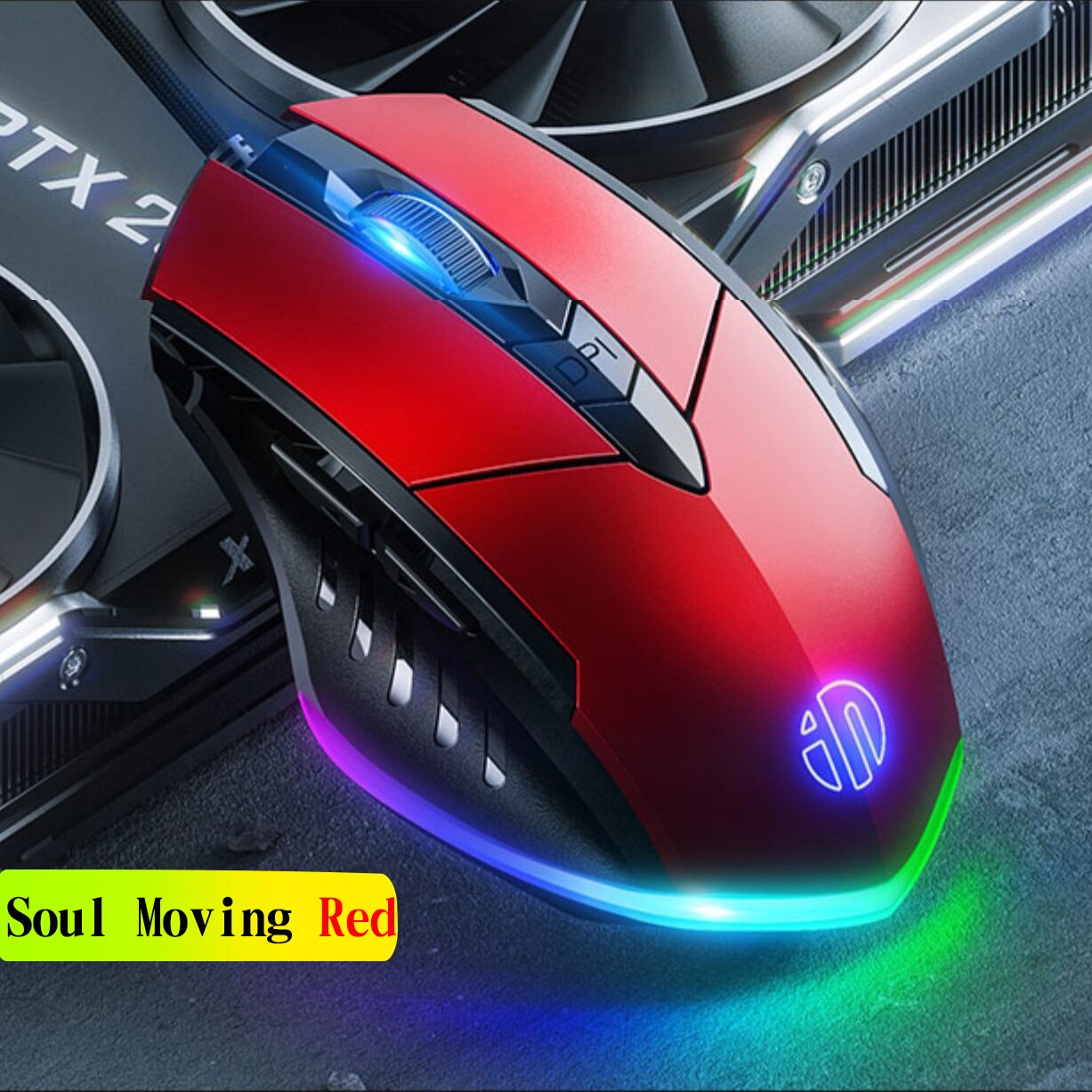 Langallinen hiiri gamer 7200 dpi optinen 6 painike usb hehkuva pelihiiri rgb taustavalolla mykistetty hiiri pelaamiseen kannettava tietokone pc gamer: Punainen