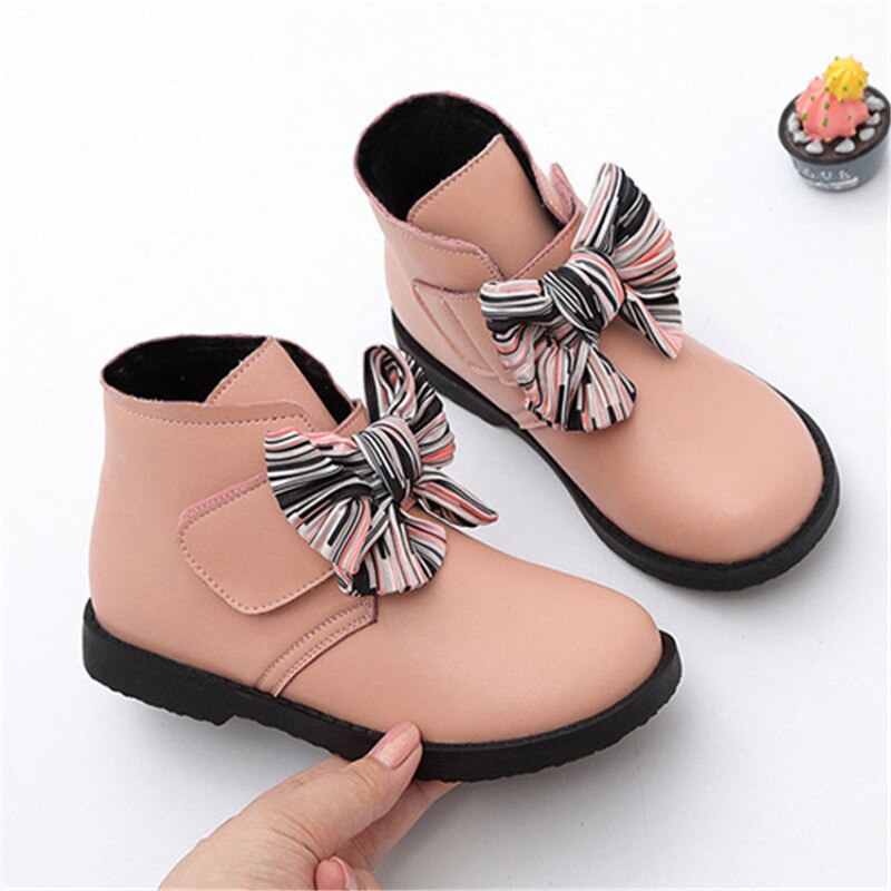 Mädchen Stiefel Pu Leder Wasserdicht Winter freundlicher Schnee Mädchen Stiefel Mädchen Bogen Prinzessin Schuhe Gummi freundlicher Martin Stiefel