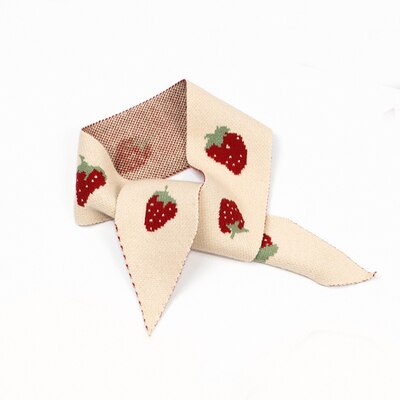women cute strawberry knitted boa ladies autumn warm lovely decorative neck scarves Korean Japan school girls skinny neckerchief