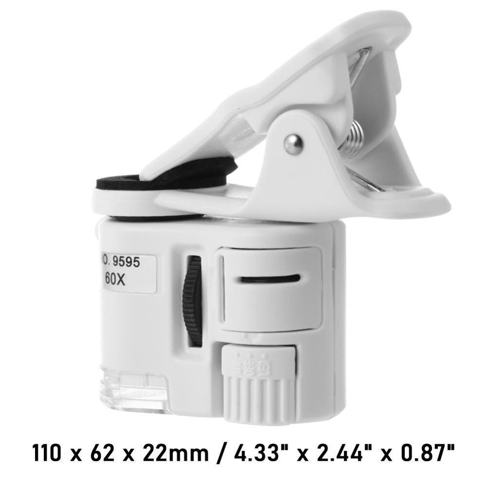 Universal 60X Mobile Phone Microscope Macro Lens Zoom Clip Camera Magnifying Phone Micro Light Glass with Microscope LED LE G9T2