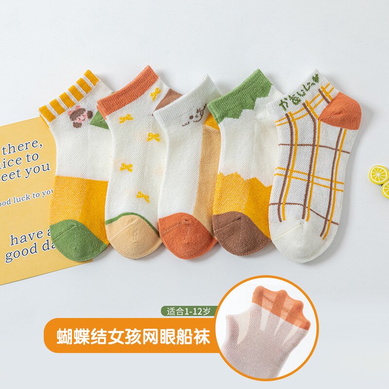 5 paia/lotto 1-12 calzini per bambini calzini per bambini Jacquard in cotone estivo calzini per bambini in maglia per bambini: 2 / 1-4years