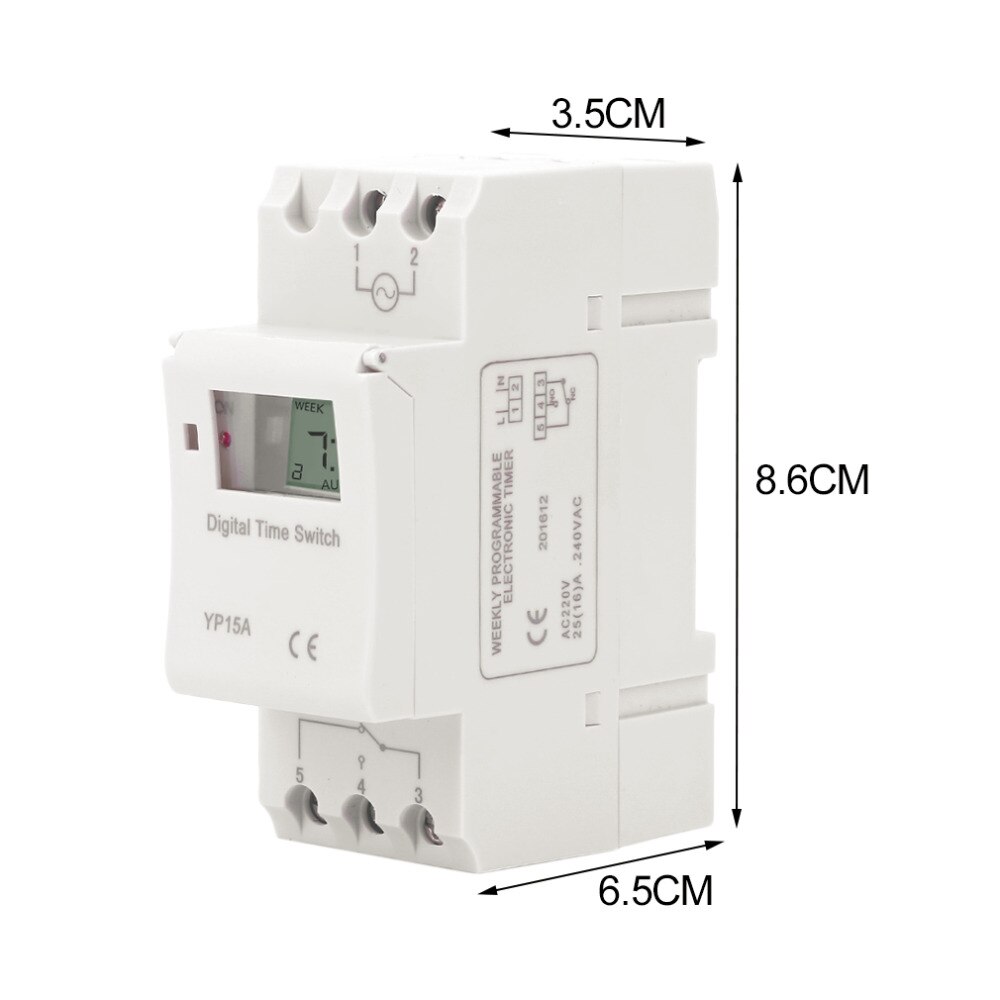 LCD Digital temporizador programable interruptor THC 15A AC 220V