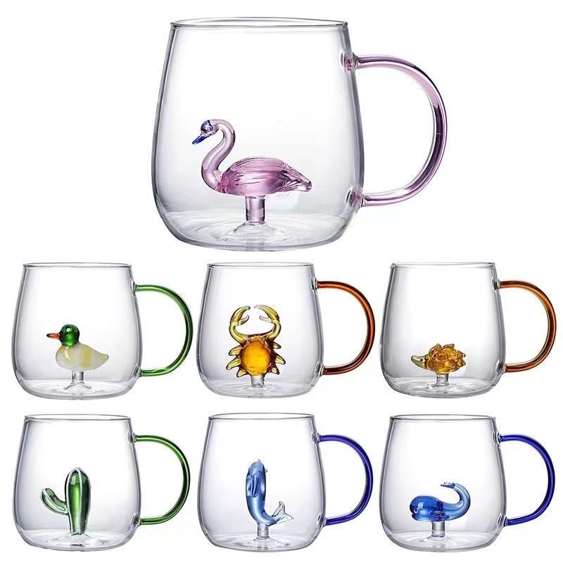 400ml 13oz 3d kaktus rose and flamingo dyr vandglas krus kop med hank til piger børn elskere bryllup