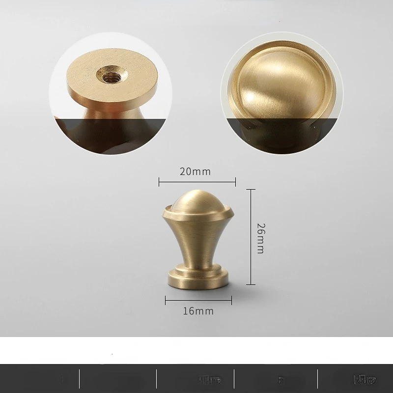 Brass Furniture Handles for Cabinets and Drawers Golden Bright Round Brushed Nordic Luxury Wardrobe Dresser Pull Door Knobs