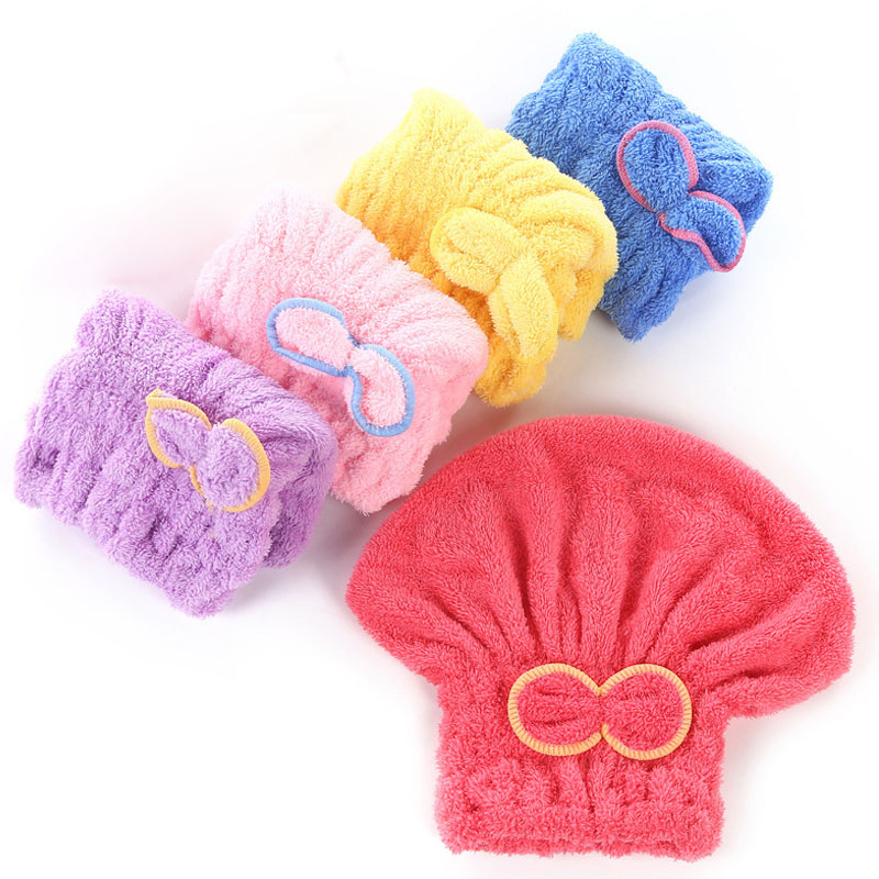 1Pcs Vrouwen Meisjes Droge Hatquickly Droog Haar Badmuts Super Absorberende Haar Tulband Coral Fluwelen Badkamer Benodigdheden Hoofd Wrap hoeden