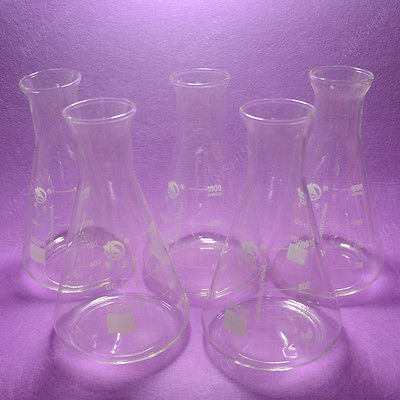 1000mL Conical Flask,Erlenmeyer Flask,with Wide Mouth,lab Glassware,5PCS/LOT