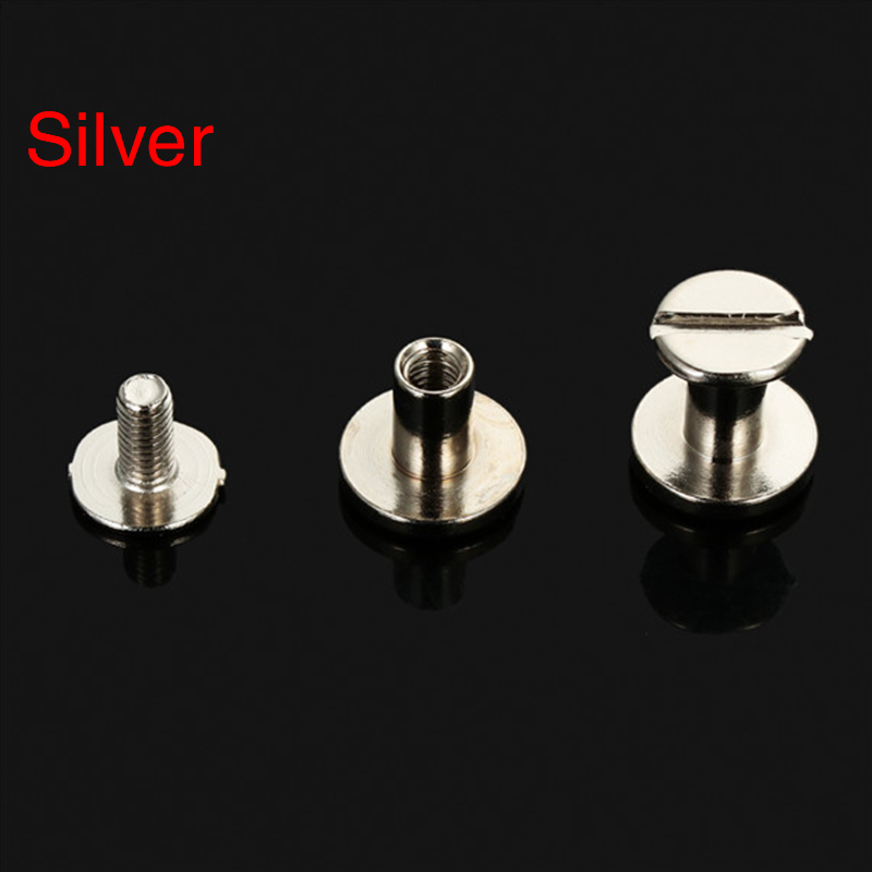 10 ensembles 5mm/6.5mm/8mm solide vis clou Rivet Double tête plate ceinture/sangle Rivets bagages cuir métal artisanat cuivre de: Silver Color / 8mm