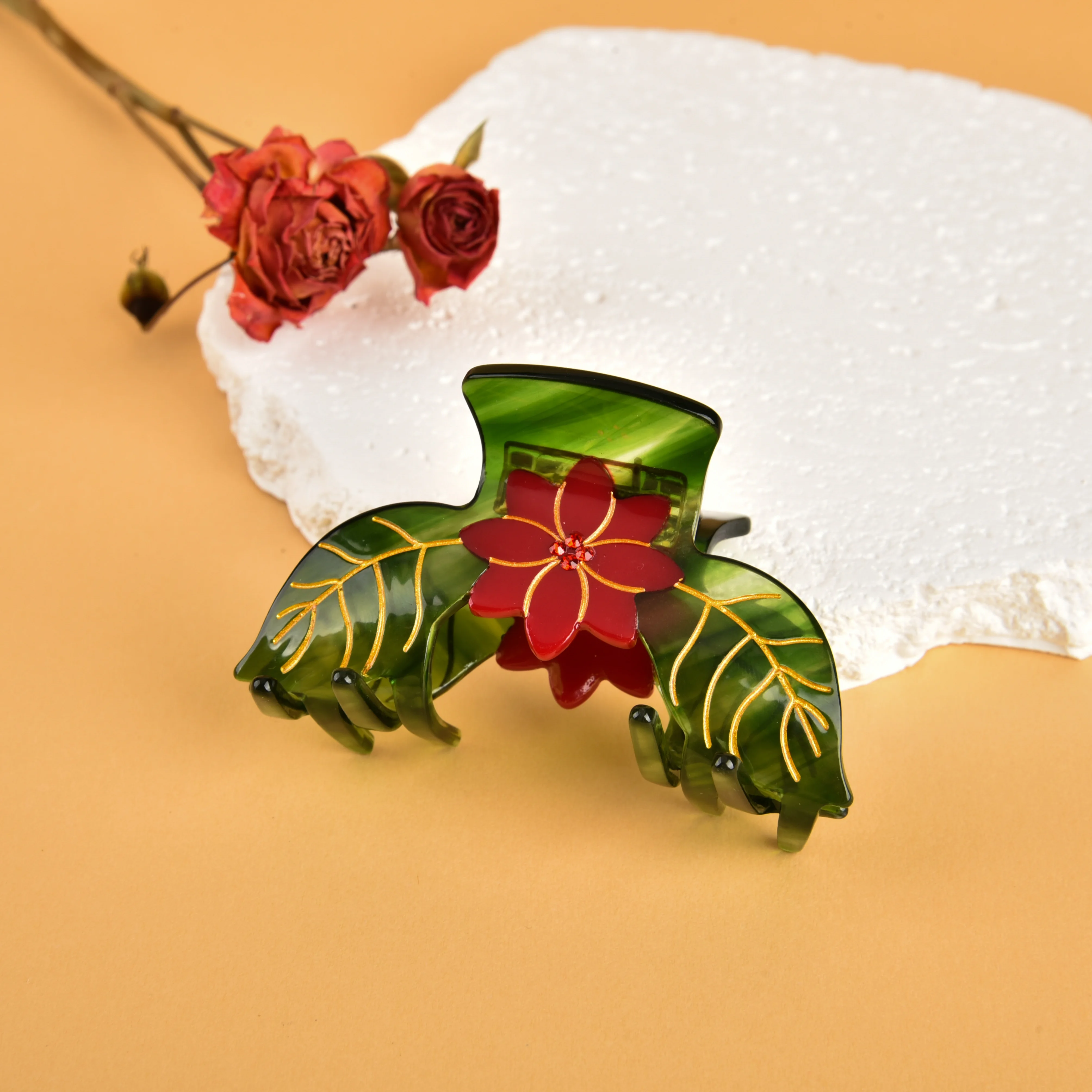 YHJ Angels Sun Hair Claw Unique Acetate Claw Clip Flower Bottle Crab Hair Clips Valentine Hair Accessories for Women