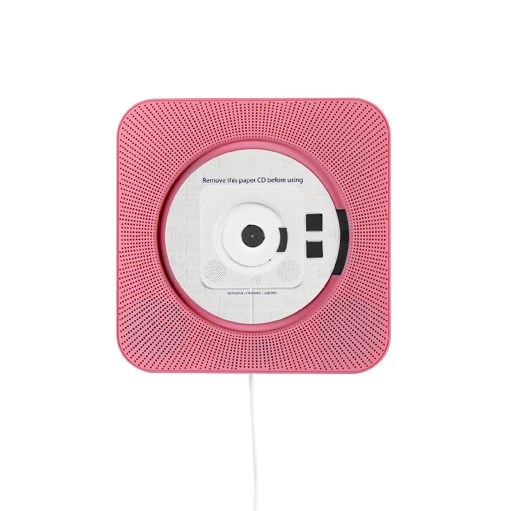 Et cd-afspiller vægmonterede bluetooth musikafspillere med fjernbetjening / 3.5mm hovedtelefonstik/ usb adapter understøtter fm radio  mp3: Lyserød eurostik