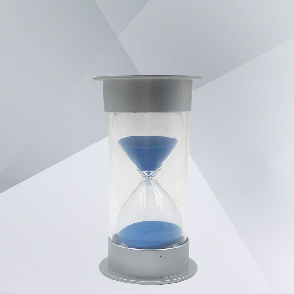 Simple Cylinder Sand Hourglass 30 Minutes Sand Timer Sandglass Hourglass (Silver and Blue)