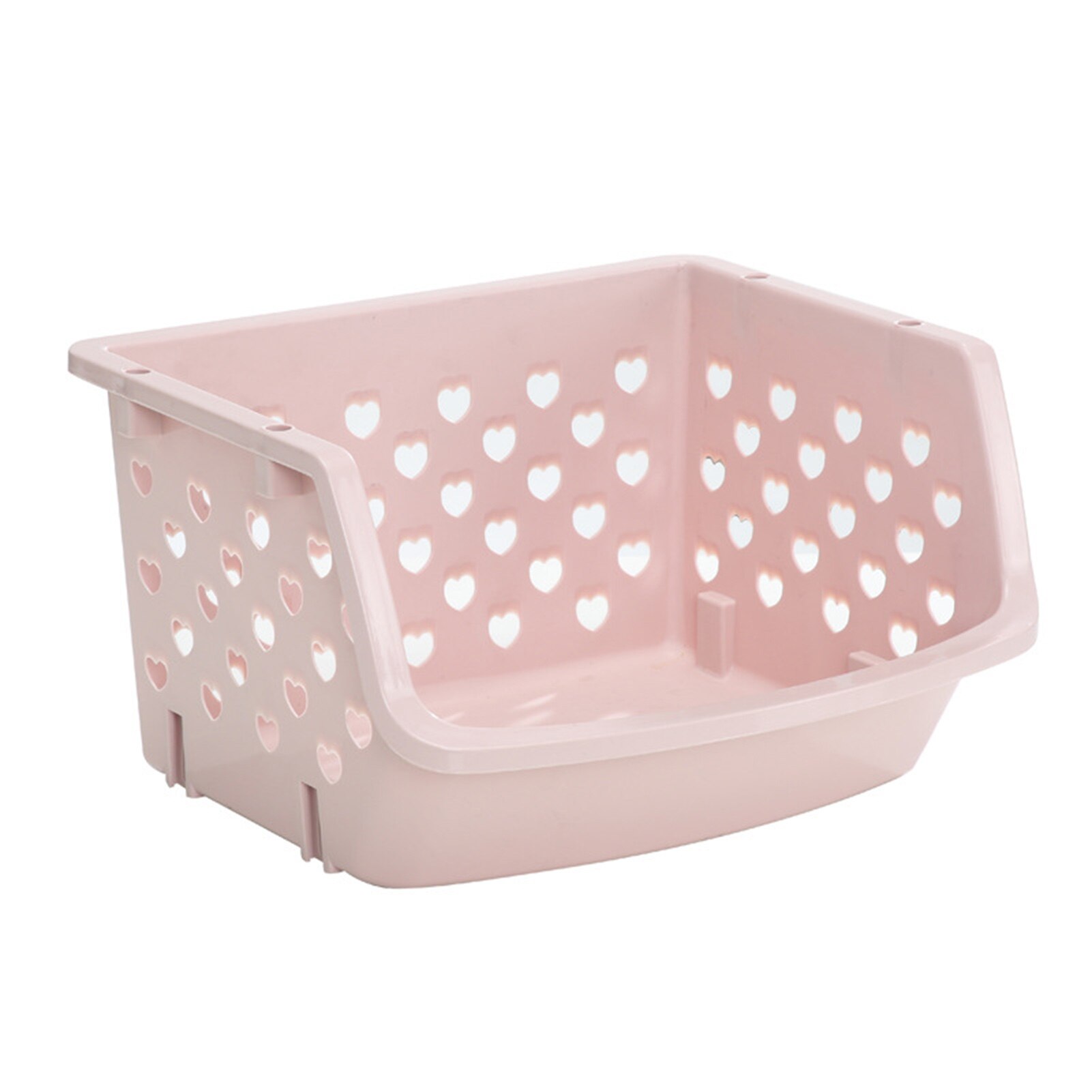Durable Stackable Storage Basket Hollow Fruit Vegetable Box Kitchen Convenience Home Kitchen Organizer And Storage Container: Pink