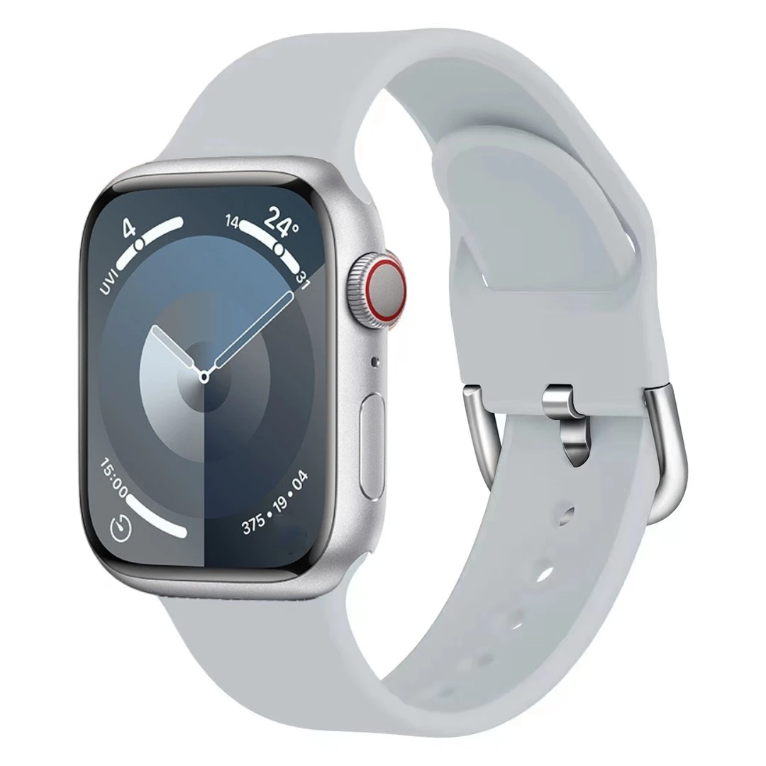 Bracelet en Silicone pour Apple Watch Ultra 2 49mm 10 9 8 7 46mm 45mm 41mm, boucle de couleur pour IWatch 6 5 4 3 SE 44mm 42mm 40mm: Noir Vert / 12mm
