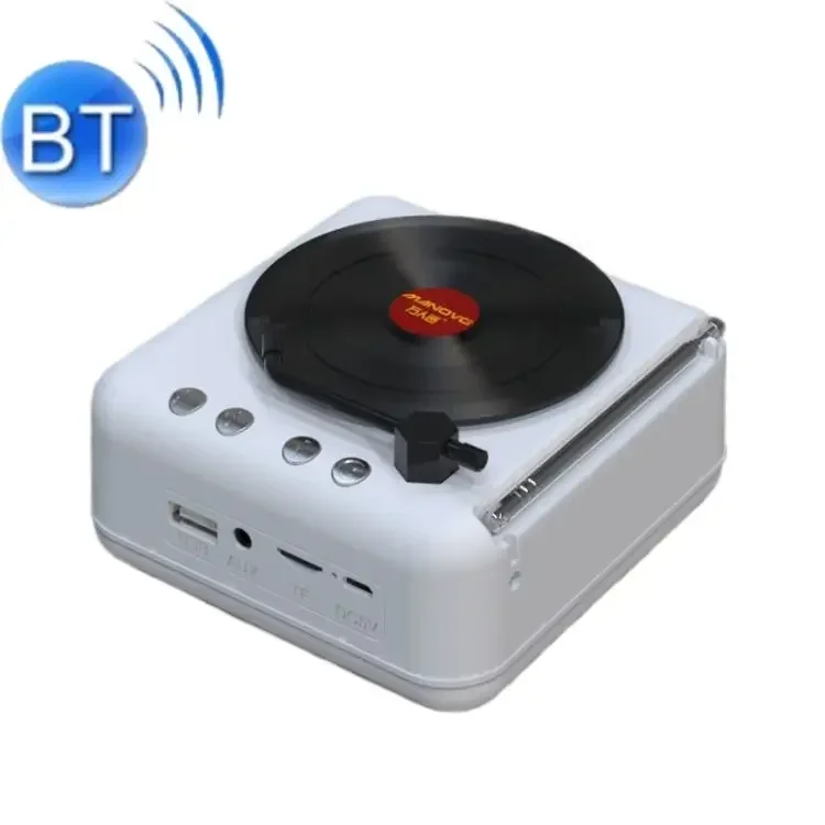 atomisk vinyl platespiller bluetooth høyttaler retro lyd radio hifi lydeffekt super lang vent litt bluetooth musikk: Sølv