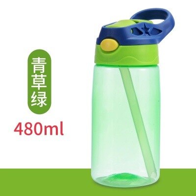 Bambini 480ML Tazza di Acqua Creativo Sicuro Del bambino Alimentazione Tazze con Cannucce A Tenuta Bottiglie di Acqua Portatile Esterno Dei Bambini s 'Tazze: verde