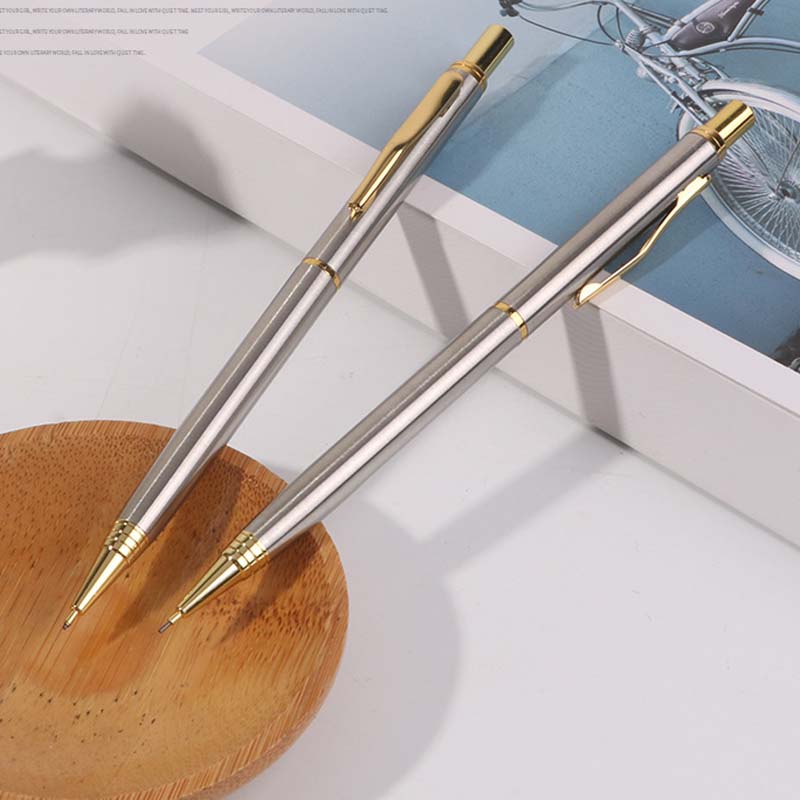 Metall 0.5mm press penna för student automatisk penna kontor skriva studieverktyg