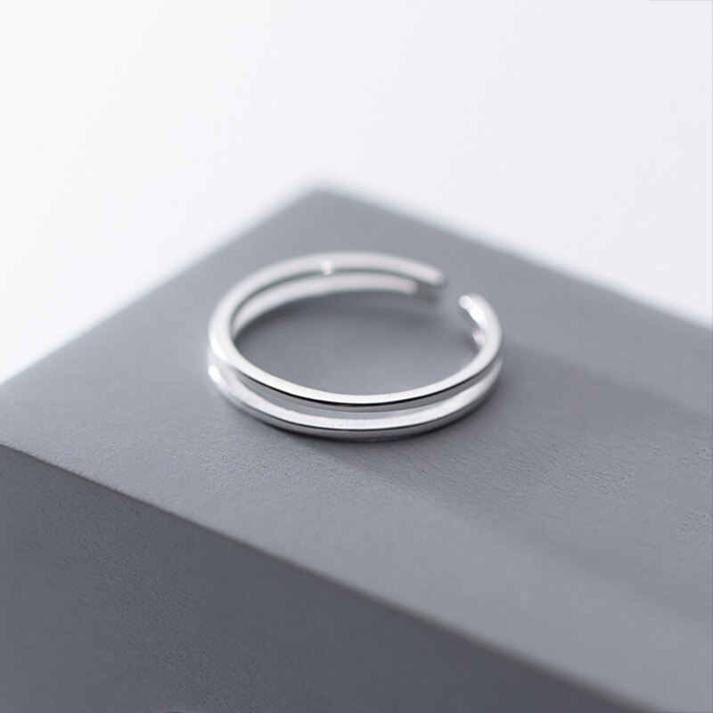 INZATT, anillo ajustable de plata geométrica Real 925% para mujer a la , joyería fina minimalista para , bonitos accesorios de