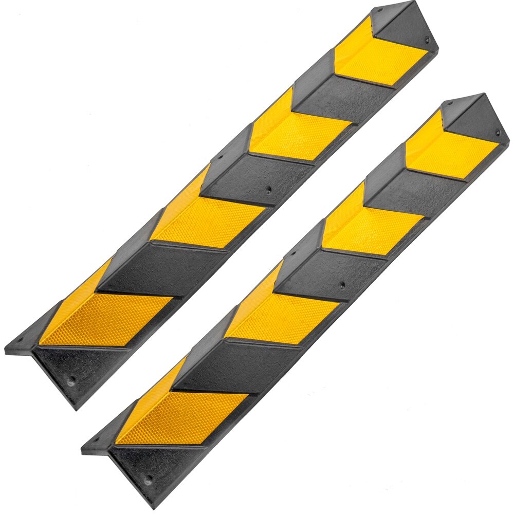 PrimeMatik-80cm Reflecterende Rubberen Protector Voor Hoeken In Zwart En Geel 2-Pack