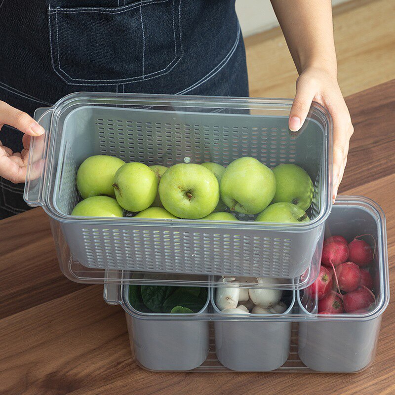 Fresh Produce Storage Containers Fridge Drip Basket Produce Saver Refrigerator Storage Basket Set Fresh Vegetable Fruit