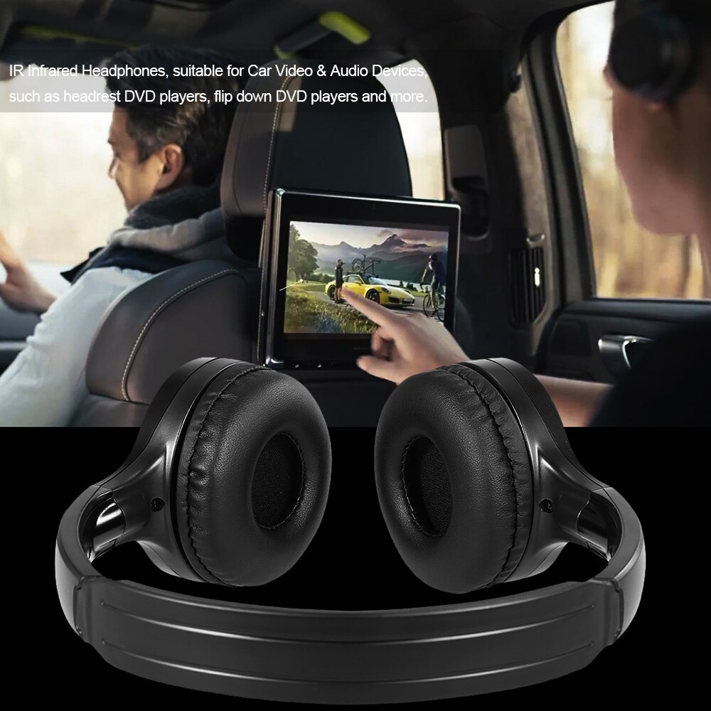 Auriculares inalámbricos para coche, infrarrojos audífonos estéreo de , altavoz mylar de 40mm, doble canal para reproductor de DVD en el coche