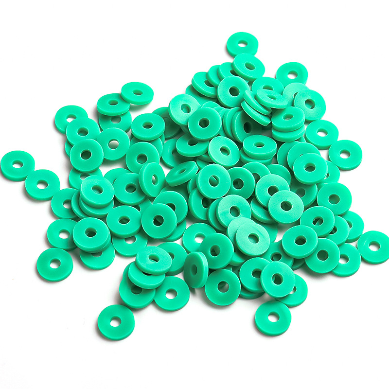 Flat Round Polymer Clay Beads Chip Disk Loose Spacer Handmade Boho Slice Beads For DIY Jewelry Making Bracelets: 22 grass green