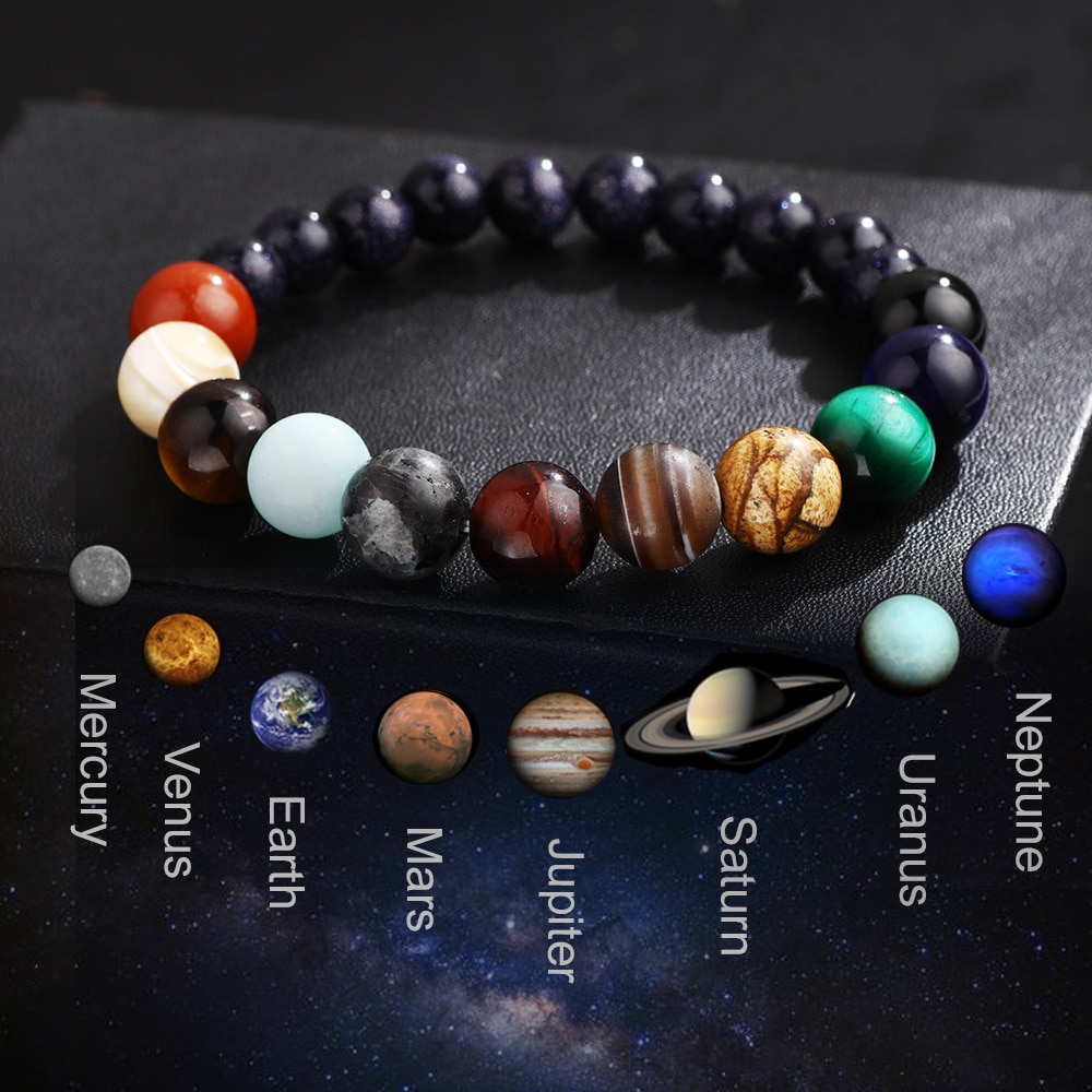 Natural Stone Galaxy Bracelet Blue Sand Stone Starry Universe Solar System Planet Bracelet Jewelry Bracelet