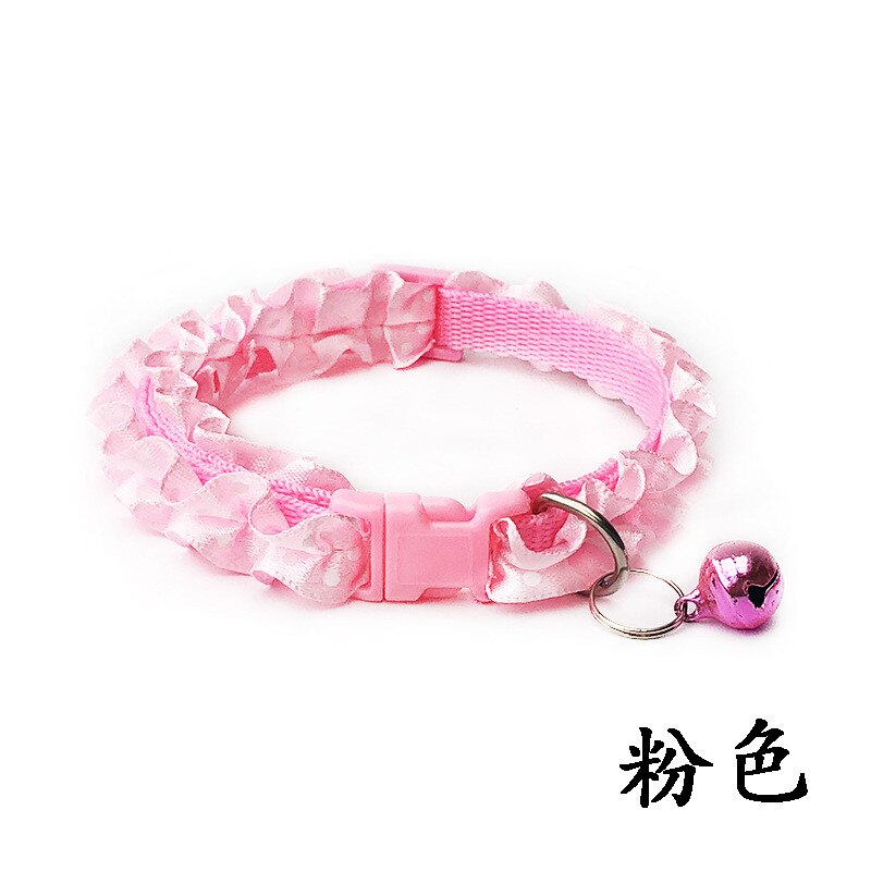 Lovely Cat Dog Lace Collar with Bell Adjustable Buckle Collar for Cat Puppy Pet Supplies Cat Dog Accessories Small Dog Chihuahua