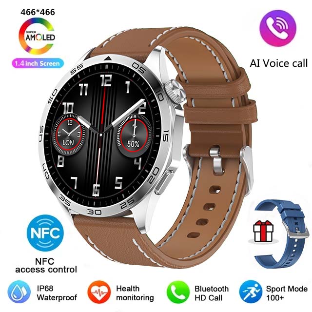 2024 novo para huawei xiaomi gt4 pro relógio inteligente masculino nfc gps rastreador amoled 466*466 tela hd freqüência cardíaca bluetooth chamada smartwatch: Azul