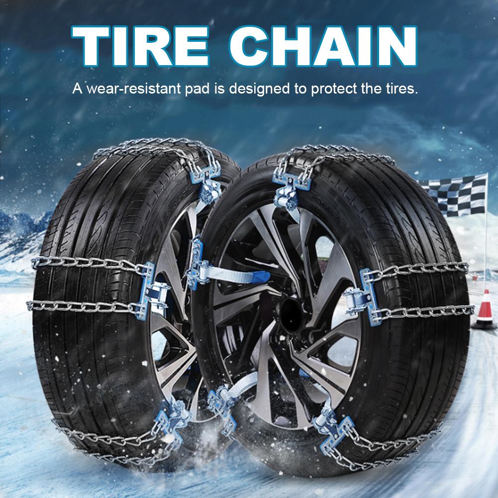 1PC Car Tire Chain Winter Roadway Safety Tire Snow Adjustable Anti-skid Safety Double Snap Skid Wheel Chains