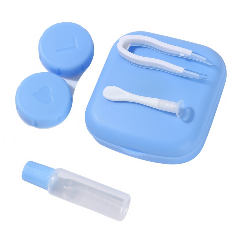 1 Pcs Pocket Draagbare Mini Contact Lens Case Dragen Make Up Beauty Leerling Opbergdoos Spiegel Container Travel Kit leuke Stijl: Blue