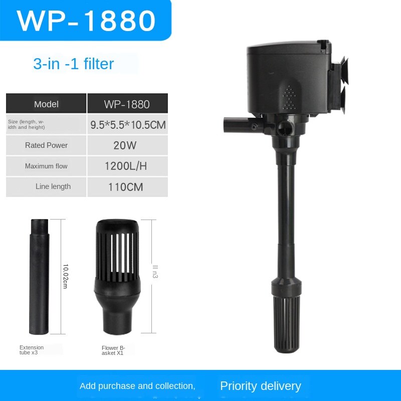 Fish tank submersible pump aquarium mute multi-function filter 3-in-1 small circulating oxygen pump water pump pond 220-240V: An upgrade 20W