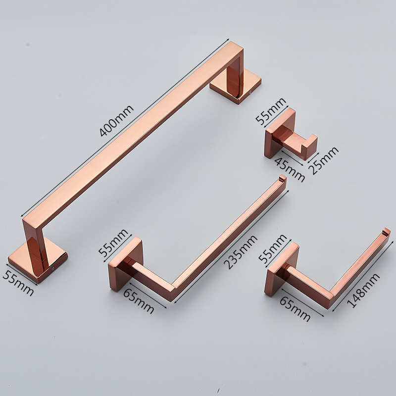 Conjunto de hardware de banho dourado rosa, acessórios de banheiro, toalheiro, suporte de papel higiênico, barra de toalha, aço inoxidável, acessórios de banheiro