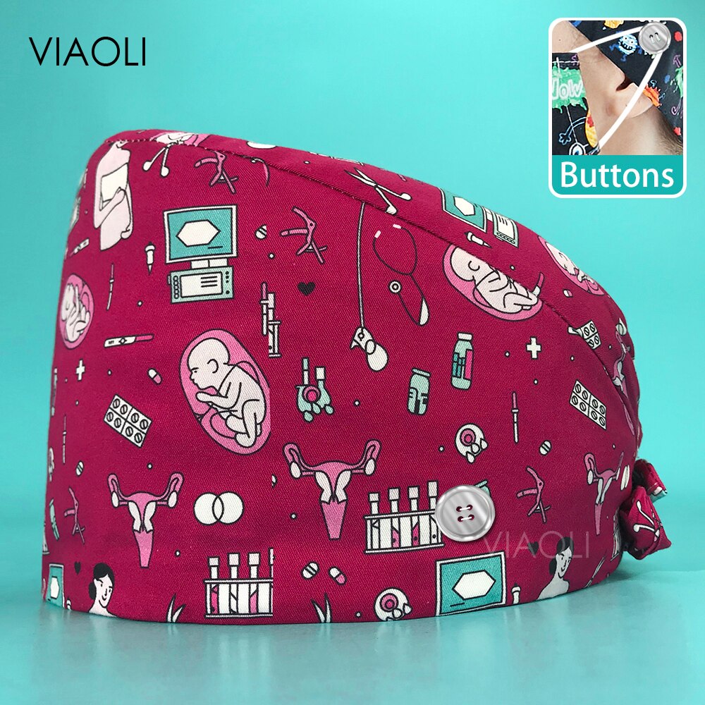 Cartoon Printing Verstelbare Scrub Cap Schoonheidssalon Verpleging Cap Laboratorium Werk Cap Pet Shop Sanitaire Dragen Scrub Cap Unisex: 22162